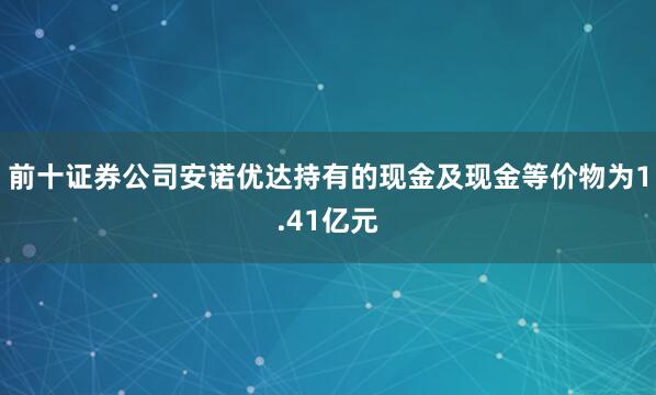 前十证券公司安诺优达持有的现金及现金等价物为1.41亿元